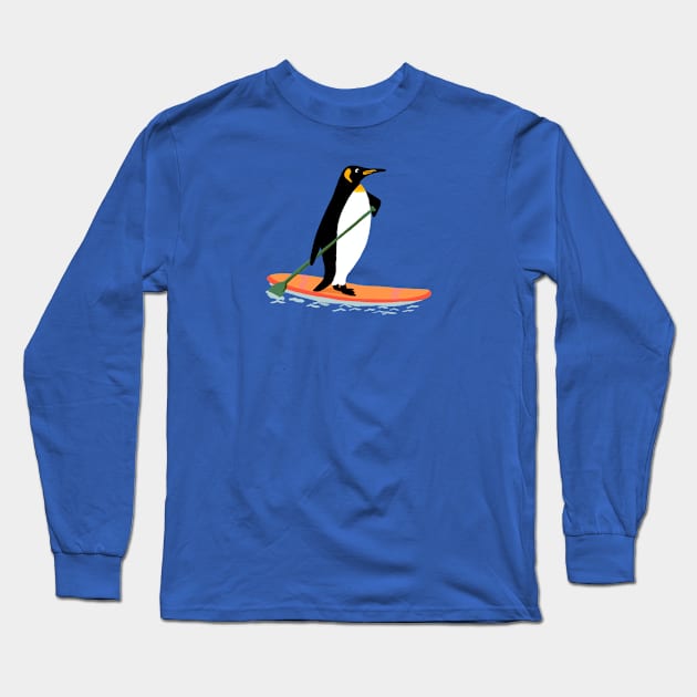 Penguin Paddleboarding Long Sleeve T-Shirt by Das Brooklyn